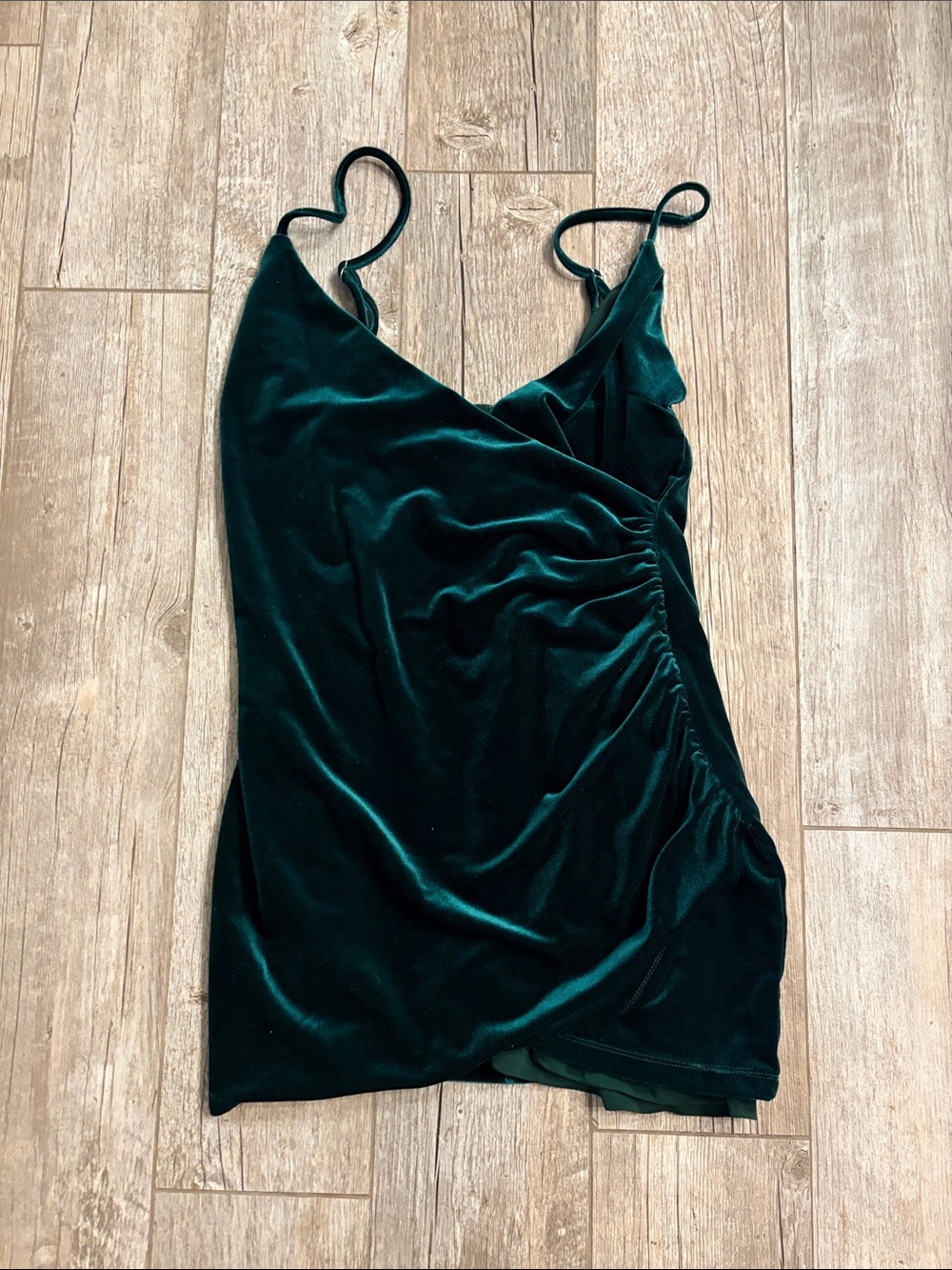 Lovers & Friends dark green stretch velvet mini dress sz M SO flattering!